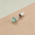 High-quality titanium alloy dragon claw piercing stud with 5mm green bead and cone back - Dragon Claw with Spike (Titanium Alloy Screw) / Emerald Green Opal