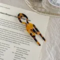 High-quality tortoiseshell acetate U-shaped hair fork pin for elegant daily bun styling - Dark Leopard - Large