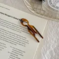 Elegant handmade tortoise shell acetate hair fork for stylish bun hairstyles and updoes. - Caramel Lines - Small