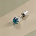 Unique 5mm blue dopamine dragon claw stud earring with cone back in durable titanium steel - Dragon Claw with Spike (Titanium Alloy Screw) / Lake Blue