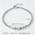 Men's stainless steel box chain bracelet featuring a unique watchband style centerpiece detail - Two Tone Screw Clasp Box Chain (CWB0756-01)