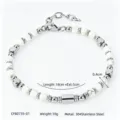 Dettaglio del bracciale con perline di pietra naturale bianca e acciaio inossidabile 304 - Turchese Bianco (CWB0735)