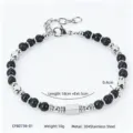 Vista dettagliata del bracciale in pietra lavica e acciaio inossidabile 304 con misure - Pietra Lavica (CWB0738)