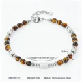 Dettaglio bracciale in acciaio 304 con occhio di tigre e lunghezza 18+3cm - Occhio di Tigre (CWB0740)