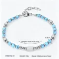 Bracciale con perline di turchese blu e acciaio inossidabile 304, lunghezza 18 cm più 3 cm - Turchese Blu (CWB0742)