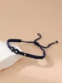 Braccialetto intrecciato a mano blu navy con iniziale C e perla cuore, misura regolabile - Lettera A / 1 Pezzo / Blu navy