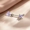 Elegant purple heart zircon titanium alloy ear bone stud with a cute mini star - Titanium Alloy External Thread - Blue Purple