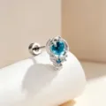 Silberner Titan-Ohrstecker im Ozean-Design mit blauem Muschelmuster und Schraubverschluss - Titanlegierung Externe Spirale / Seeblau