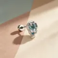Süßer Ozean-Serie Seemuschel-Ohrstecker aus Titanlegierung mit blauem Edelstein - Titanlegierung Externe Spirale / Hellblau