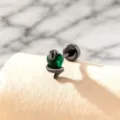 Unique black snake wrap stud earring featuring a green heart-shaped zircon and screw back - A215-15#Black Green (Titanium Alloy Outer Spiral)