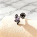 Elegant black snake stud earring featuring a heart-shaped purple zircon with screw back. - A215-16#Black Purple (Titanium Alloy Outer Spiral)