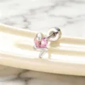 Elegant titanium steel snake stud earring featuring a sparkling pink heart zircon - A215-18#Pink (Titanium Alloy Outer Spiral)
