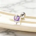Elegant snake-shaped titanium cartilage stud earring featuring a purple heart zircon - A215-19#Gradient Blue (Titanium Alloy Outer Spiral)