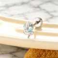 Elegant minimalist heart zircon snake earring in titanium with flat back screw closure - A215-20#Light Ocean Blue (Titanium Alloy Outer Spiral)