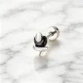 Titanium alloy snake heart stud earring with black zircon stone and screw back closure - A215-22#Black (Titanium Alloy Outer Spiral)