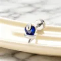Silver snake wrapping blue heart zircon earring with screw back titanium stud - A215-24#Royal Blue (Titanium Alloy Outer Spiral)