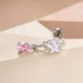 Eleganter Knorpel-Ohrstecker mit rosa Tropfenanhänger und Stern-Zirkonia in Silber - Titanlegierung-Stil / Rosa