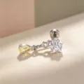 Eleganter Ohrstecker aus Silber-Titan mit weißem Stern-Zirkon und gelbem Tropfenanhänger - Titanlegierung-Stil / Gansgelb