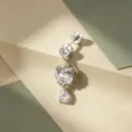 Piercing tête de chat en argent avec zircons ovales et pendants en goutte d'eau - Spirale Extérieure en Alliage de Titane (A702-1)