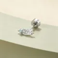 Silberner Engelsflügel-Ohrstecker aus Titanlegierung mit hellblauem Schmuckstein - Silber Blau Rechts (Titanlegierung Spirale)