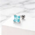 Clou d'oreille délicat en zircon bleu clair en forme d'étoile en titane de qualité - Style Vert Lac (A-211) / Spirale Externe en Alliage de Titane