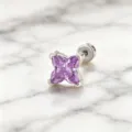 Boucle d'oreille en zircon violet coupe lys 6mm avec fermoir à vis en titane pour cartilage - Style Bleu Violet (A-211) / Spirale Externe en Alliage de Titane