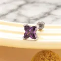 Élégant clou d'oreille en titane avec zircon violet de 6 mm taille lys raffinée - Style Pourpre Moyen (A-211) / Spirale Externe en Alliage de Titane