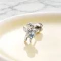 Engel oorknopje met blauwe hart zirkoon, schroefsluiting titanium staal voor kraakbeen. - Engel Hart Stijl (A227-12# Titaniumlegering Buitenschroef)