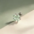 Exquisiter mintgrüner herzförmiger Zirkonia-Kleeblatt-Ohrstecker mit silberfarbenem Metall - A703-2# Herzblume (Titanlegierung)