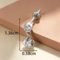 Elegant silver titanium heart pendant ear stud with clear stones and 1.36cm length - Titanium Alloy External Spiral / Silver Heart