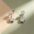 Elegant silver star pendant stud earrings featuring sparkling zirconia stones for women - Titanium Alloy External Spiral / Silver Star