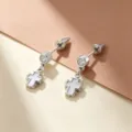 Silver-toned titanium alloy cross pendant ear bone nail with crystal stud - Titanium Alloy External Spiral / Silver Shell Cross