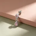 Elegant titanium alloy ear bone piercing featuring a teardrop-shaped pink gemstone pendant - Titanium Alloy External Spiral / Silver Teardrop