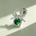 Einzigartiger silberner Titan Spinne-Ohrstecker mit grüner Perle für Knorpelpiercing - Grüner Stil (Titanlegierung Außenschraube)