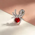 Spinnen-Ohrstecker aus Titanlegierung für Knorpel mit einem leuchtend roten Stein - Roter Stil (Titanlegierung Außenschraube)