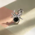 Einzigartiger Spinnen-Ohrstecker aus Titan mit schwarzer Perle für Knorpelpiercings - Schwarzer Stil (Titanlegierung Außenschraube)