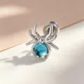 Nischen-Design Spinnen-Ohrstecker aus Titanlegierung mit blauem Stein für Knorpel - Seeblauer Stil (Titanlegierung Außenschraube)