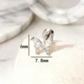 Detailed view of a sparkling titanium steel butterfly stud earring with 6mm and 7.8mm measurements - Stainless Steel Outer Spiral Style (A-243) / White