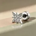 Silver titanium steel star stud earring with clear crystals for cartilage piercing - Star Stud Earring (Titanium Alloy External Thread)(A498-1#) / Single Piece / Silver