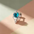 Dopamine ocean series silver seashell piercing stud with blue crystal ball and zircon - Titanium Alloy External Spiral / Blue