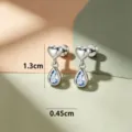 Boucles d'oreilles pendantes cœur goutte d'eau en acier titane argenté avec vis - Style à Vis Extérieure en Alliage de Titane / Bleu Mer Clair
