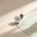 High-end silver cat paw stud earring with micro-paved cubic zirconia in titanium alloy - A727-1# White (Stainless Steel External Spiral)