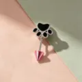 Leuke kraakbeenpiercing met zwarte kattenpoot en elegante roze metalen kegelvormige punt - Zwarte Poot + Roze Spike (Titaallegering Externe Helix)