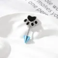Kattenpoot kraakbeen oorknopje met blauwe spike en schroefsluiting stijlvolle piercing - Zwarte Poot + Blauwe Spike (RVS Externe Helix)