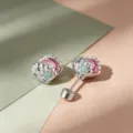 Sweet pink starfish and shell shaped silver cartilage ear bone studs for ocean theme - A507-1# Pink + Blue Drip Oil (Titanium Alloy External Spiral)