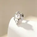 Silver conch ear bone stud with white pearl and micro-set zircon accents in ocean style - Titanium Alloy External Spiral / Pearl