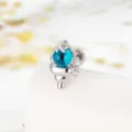 Fresh ocean series conch ear bone stud featuring a blue sphere and inlaid zircons - Stainless Steel External Spiral / Blue