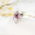Conch shell ear bone stud earring with pink stone and micro-set clear zircons. - Stainless Steel External Spiral / Pink