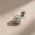 Clou d'oreille en forme de coquillage argenté avec perle irisée et vis en titane - Vis Externe Alliage de Titane - Iridescent