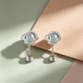 Silver shell earrings with blue starfish and iridescent inlay for cartilage piercing - A507-5# AB Colorful + Blue Drip Oil (Titanium Alloy External Spiral)